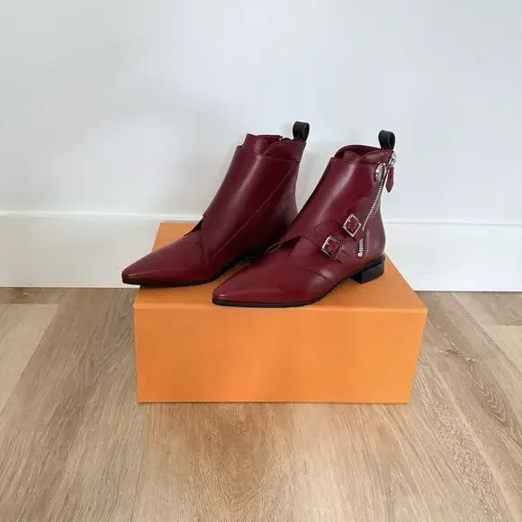 Louis Vuitton Jumble Flat Ankle Boot Size 38 7 7.5 Pointed Toe Leather NIB New - Picture 3 of 16